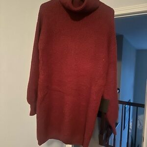 Lulu's Deep Red Cowl Neck Sweater